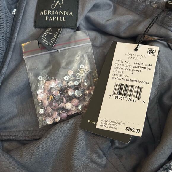 Adrianna Papell Floral Embellished V-Neck Formal Sequin Gown Size 8 NWT - Picture 14 of 15